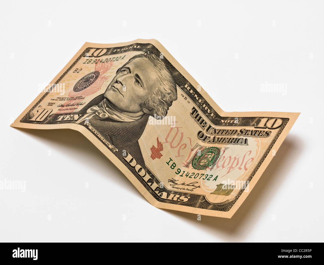 Detail photo of a 10 Dollar Banknote Stock Photo