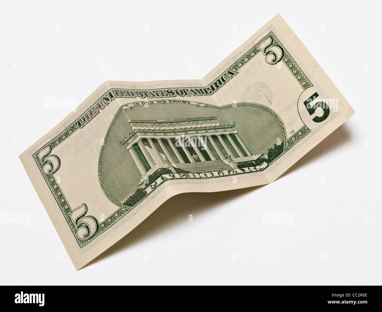Detail photo of a 5 Dollar Banknote Stock Photo