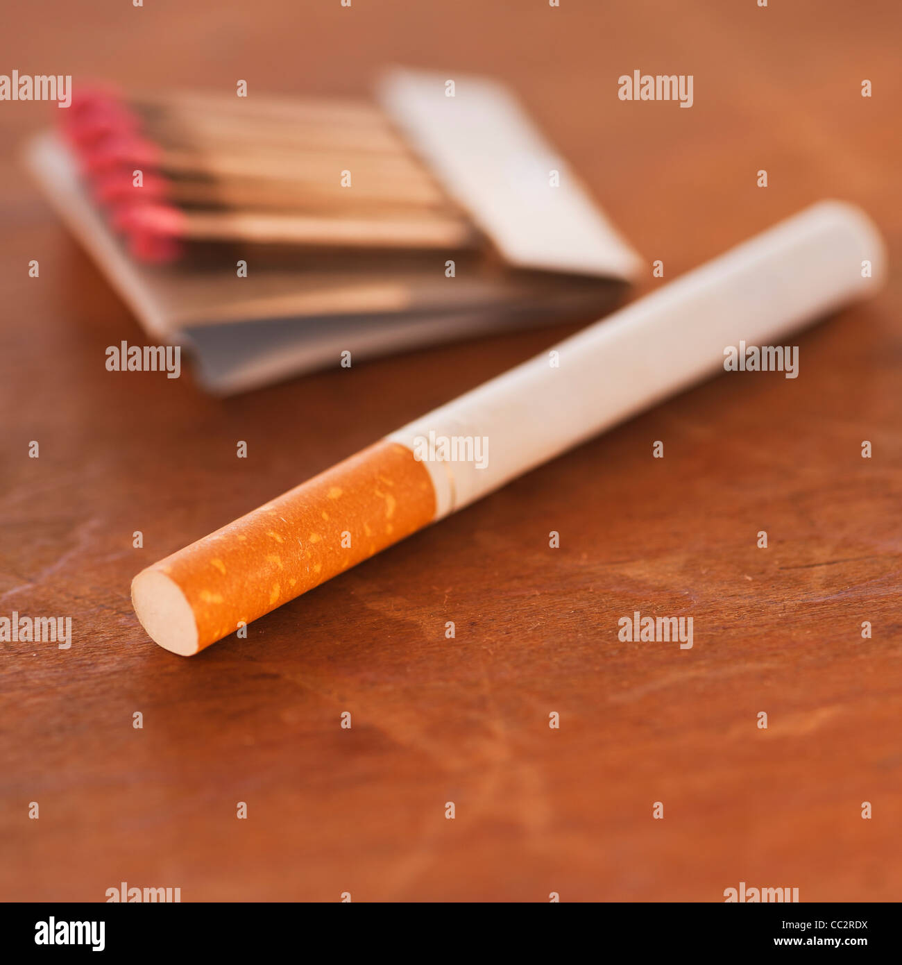 Close up of cigarette and matches Stock Photo Alamy