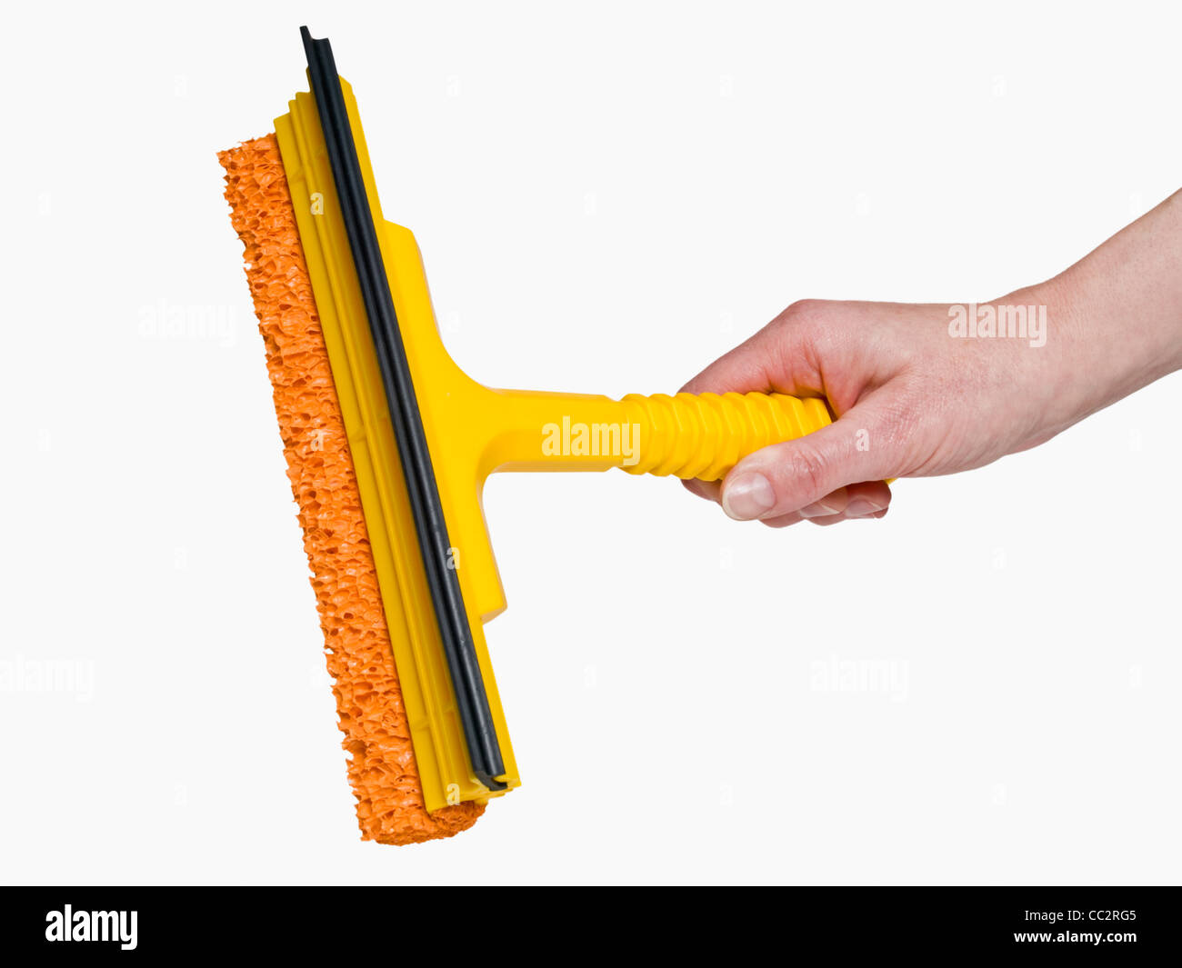 a squeegee is hand-held Stock Photo
