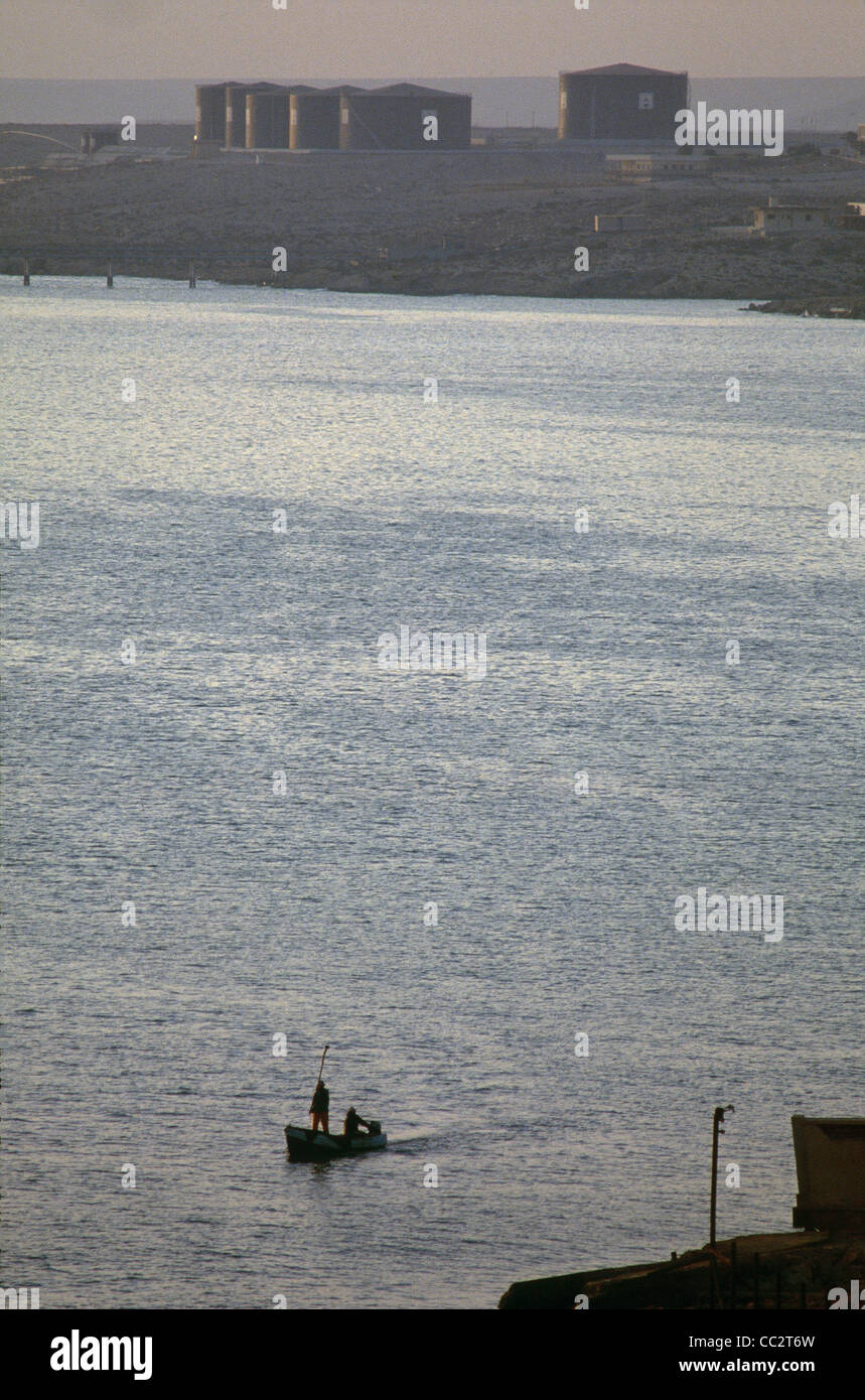 The port city, oil exporting terminal and harbor in Tobruk, northeastern Libya. Stock Photo