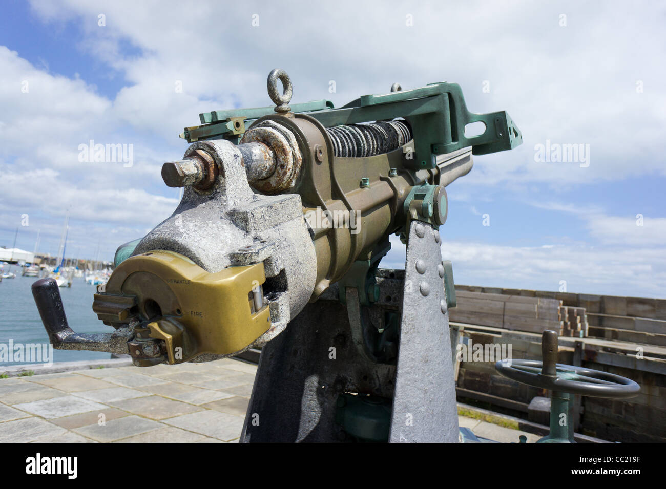 WWI Gun in Scarborough Harbour North Yorkshire England Stock Photo
