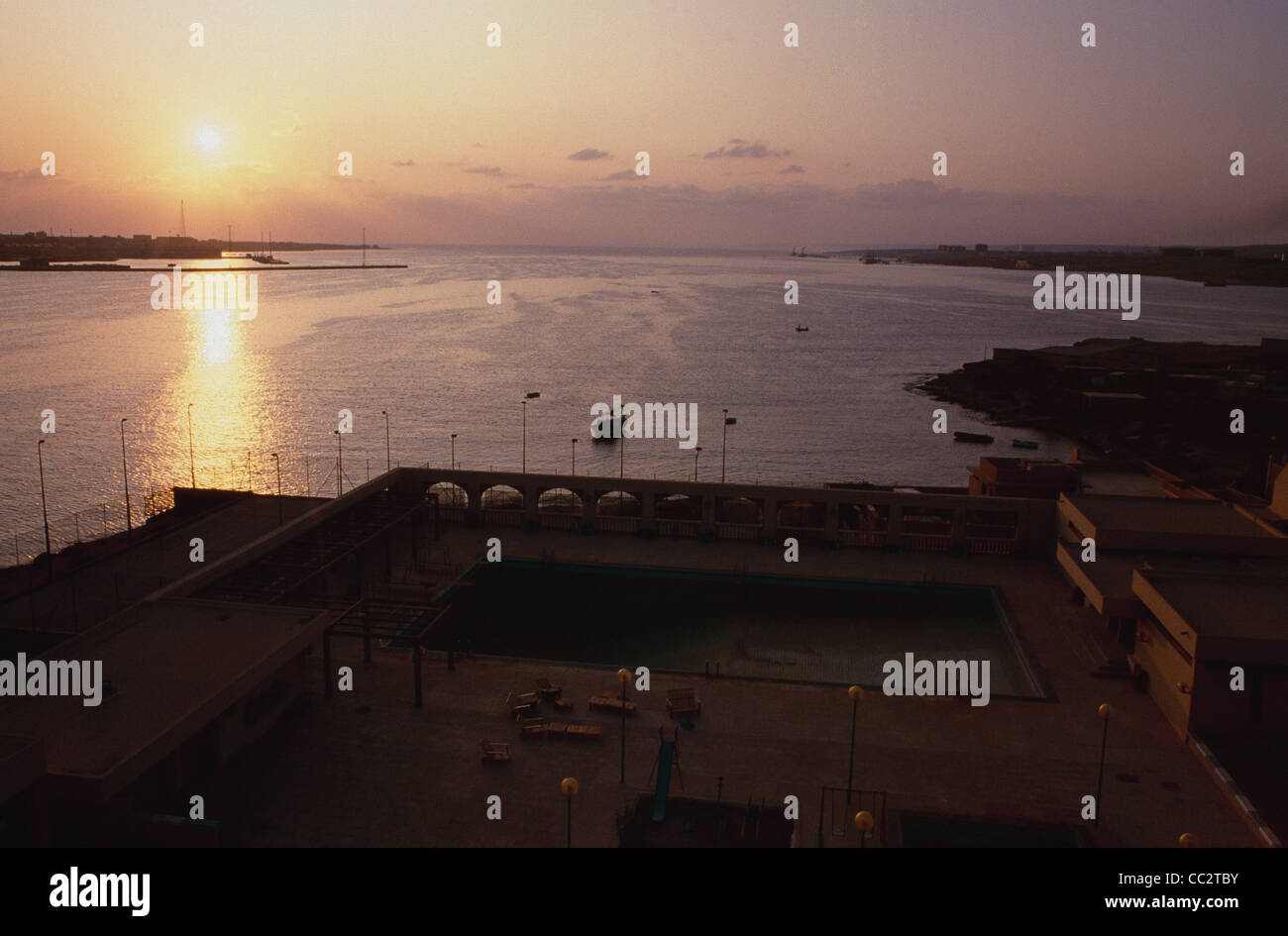 The port city, oil exporting terminal and harbor in Tobruk, northeastern Libya. Stock Photo