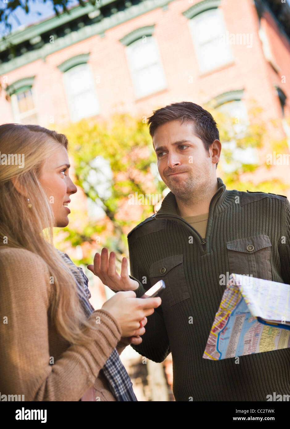 USA, New Jersey, Jersey City, Young couple visiting city Stock Photo