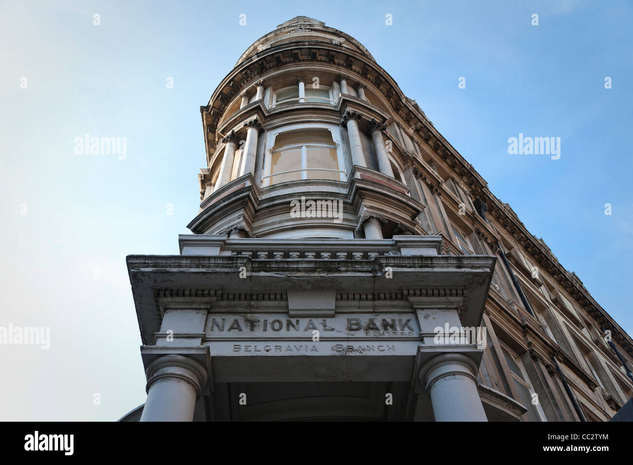 Front facade of the Belgravia branch of the old National Bank. Stock Photo