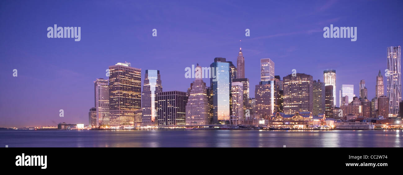 USA, New York State, New York City, City skyline at dusk Stock Photo ...