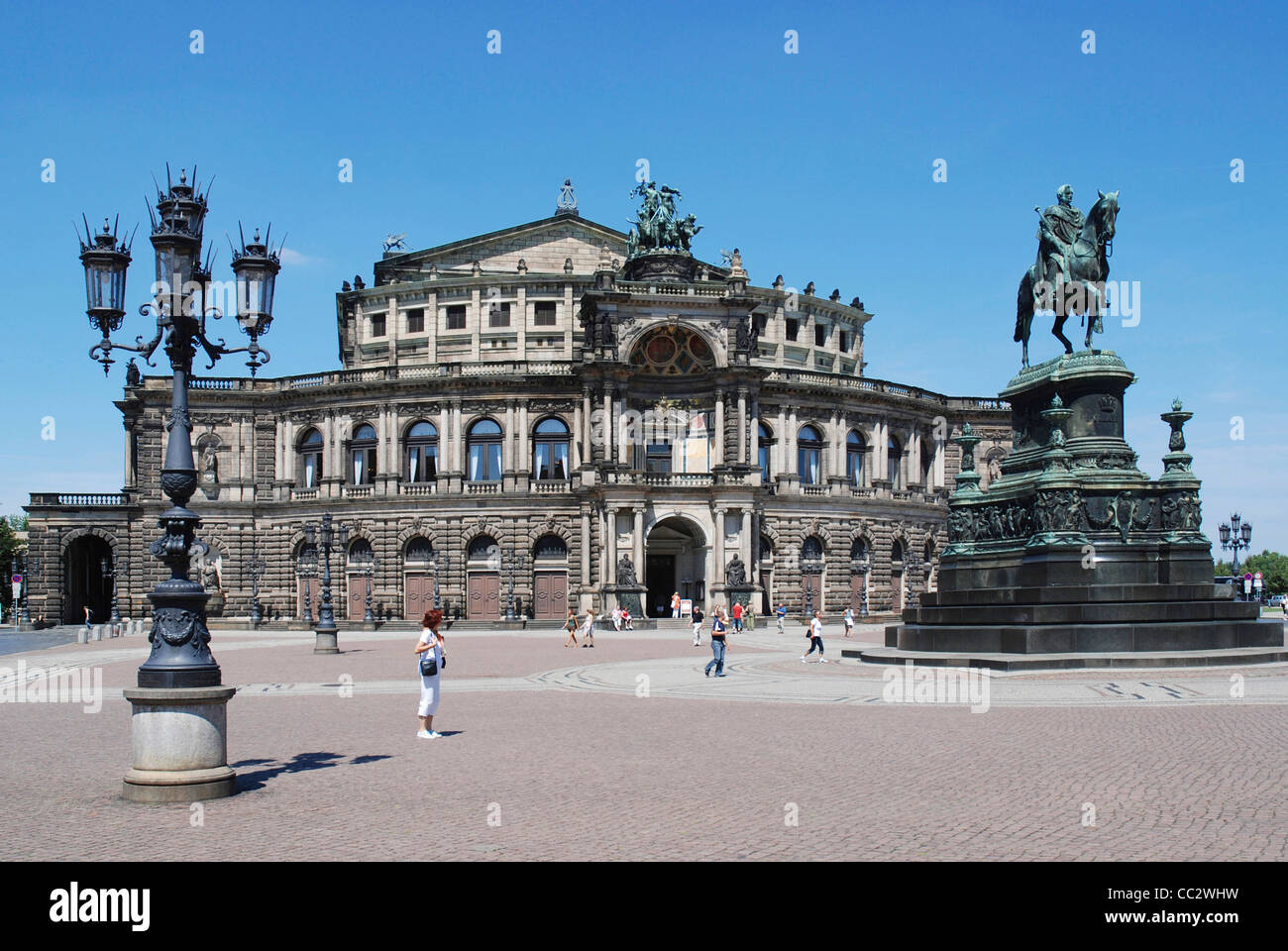 Opera house Semperoper at the Theater Square in Dresden with Koenig
