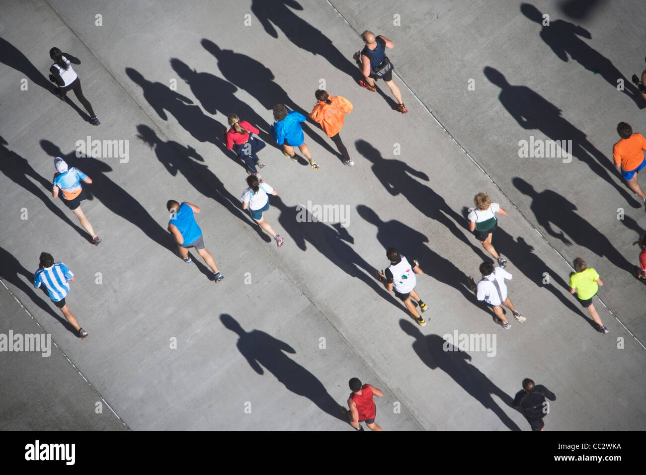 USA, New York City, New York City Marathon as seen from above Stock Photo