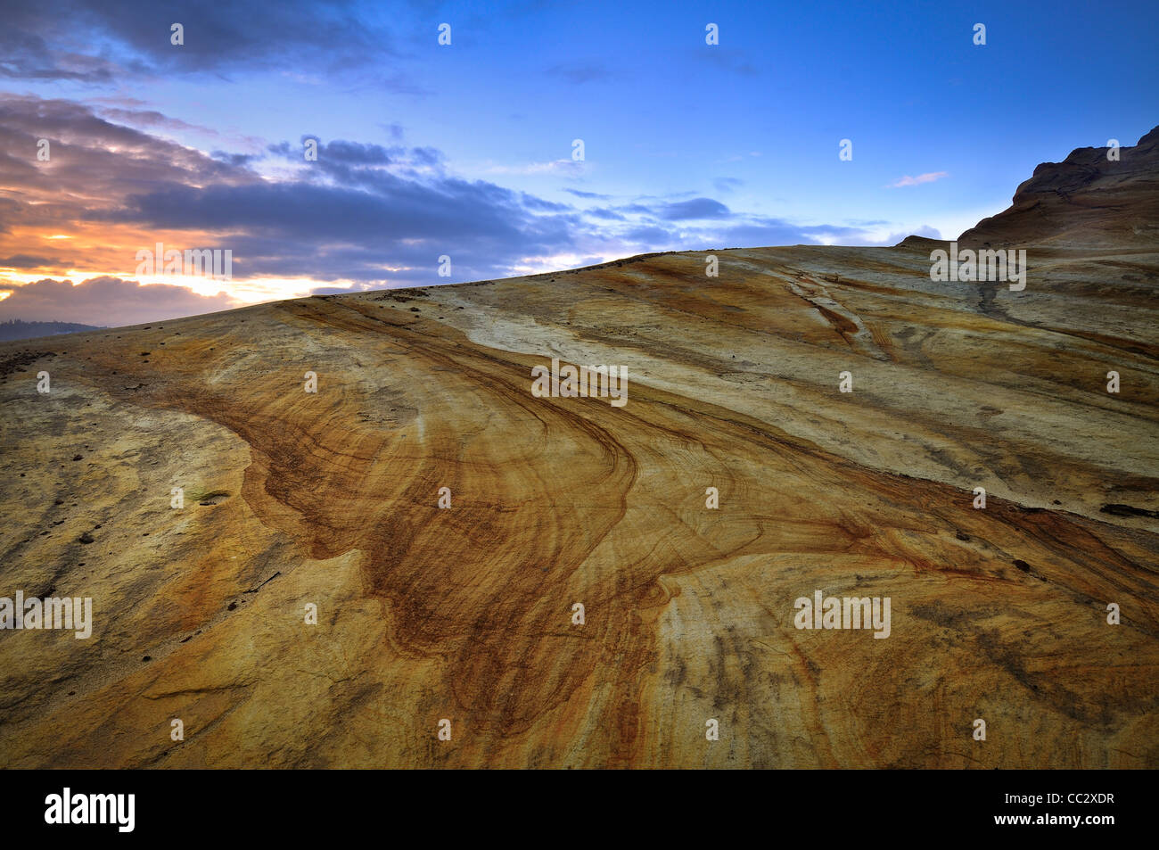 USA, Oregon, Pacific City, Sandstone rock formations Stock Photo