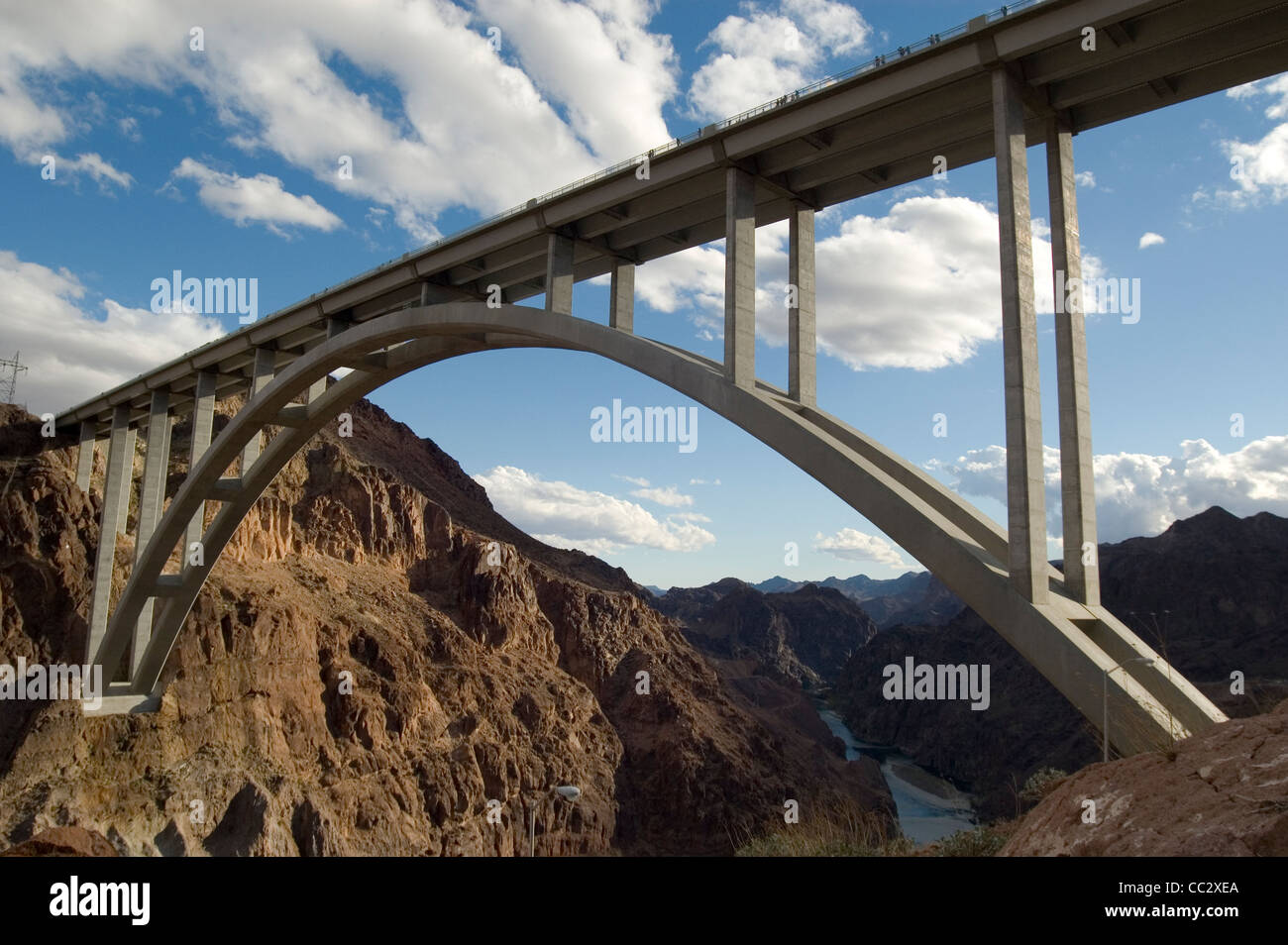 Hoover Damn bridge of Nevada USA. A fine example of bridge engineering and architecture. Taken on the 8th of November 2010. Stock Photo