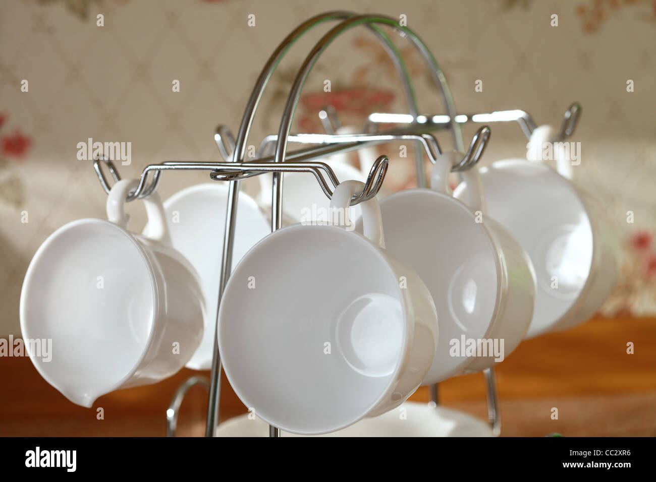 tea set white empty cup with saucer Stock Photo - Alamy