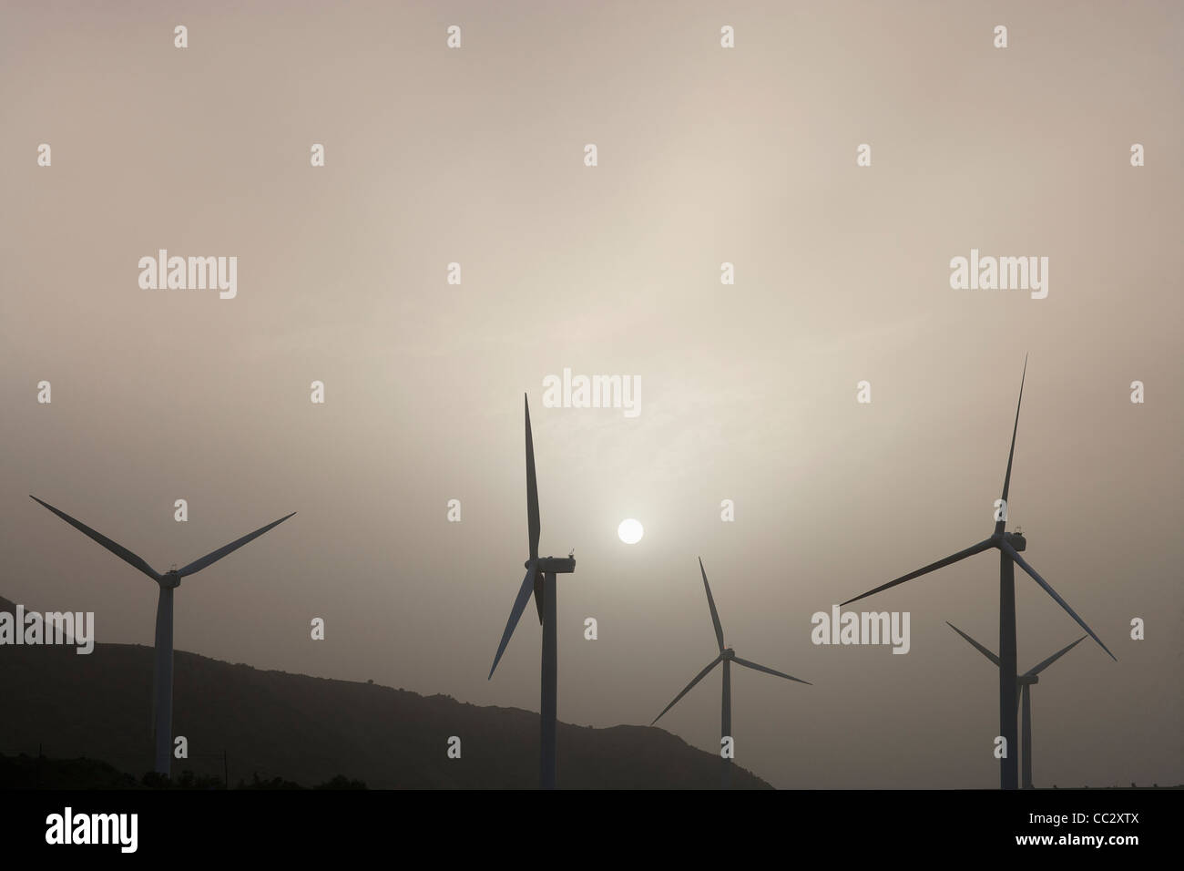 USA, Nevada, Silhouettes of wind turbines Stock Photo - Alamy