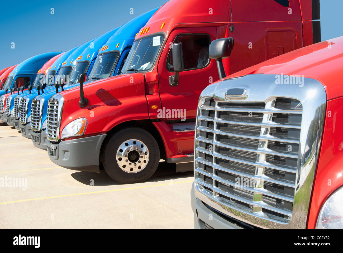 USA, Tennessee, Jackson, New semi trucks Stock Photo