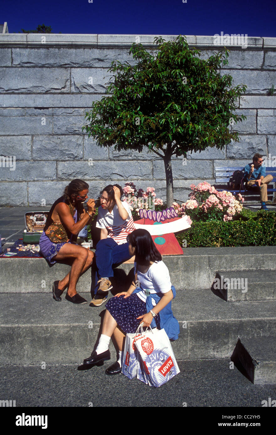 people, face painting, promenade, Inner Harbour, city of Victoria, Vancouver Island, British