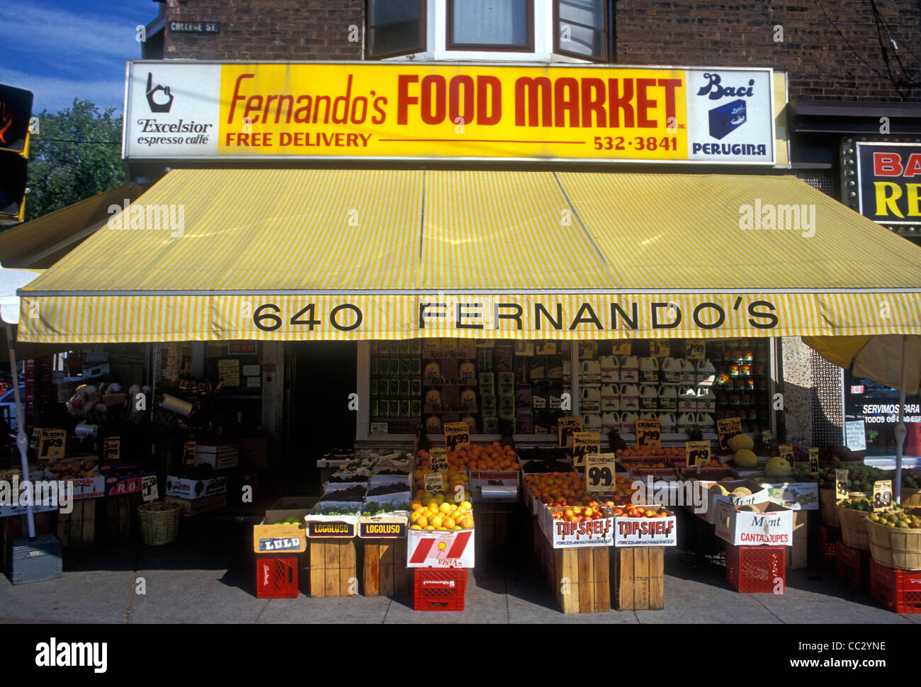 Fernando's food market, Fernando's, food market, grocery store, bodega, Little Italy, Toronto, Ontario Province, Canada Stock Photo