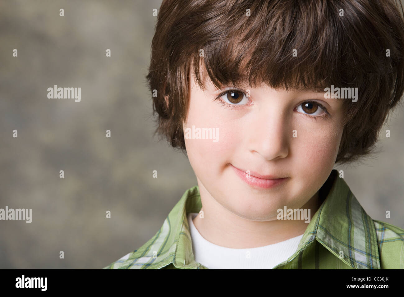Portrait of boy (6-7)r, studio shot Stock Photo