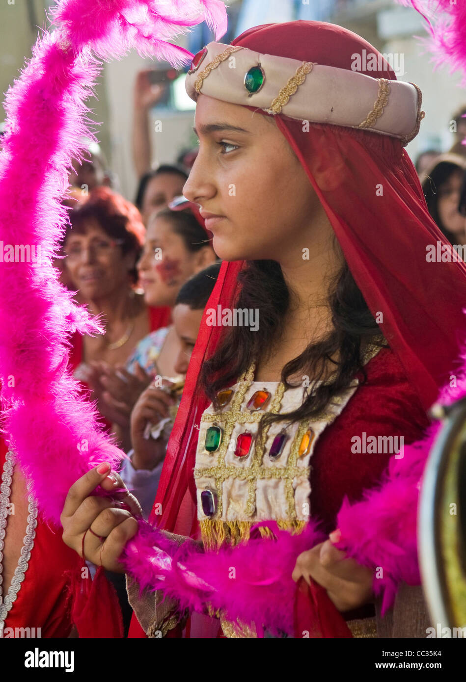 Druze woman participates in Isfiya annual festival Stock Photo