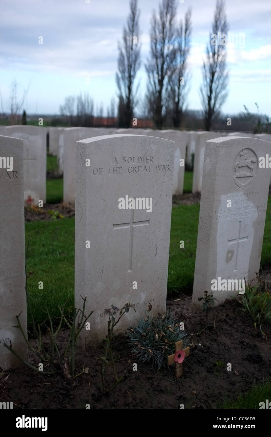 Tyne Cot Cemetery, Zonnebeke, Ypres Salient Battlefields, Belgium Stock Photo