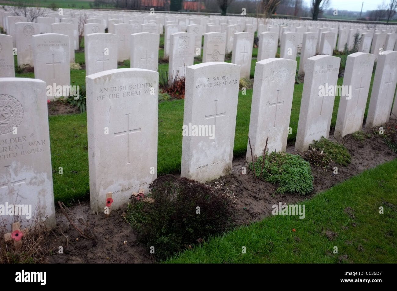 Tyne Cot Cemetery, Zonnebeke, Ypres Salient Battlefields, Belgium Stock Photo