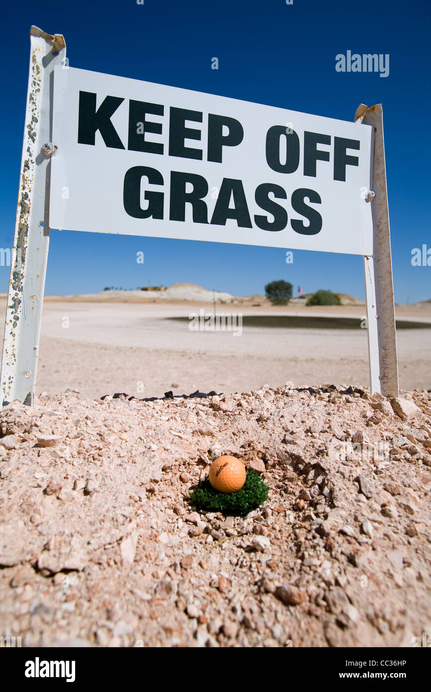 A quirky sign at the Coober Pedy golf course Coober Pedy South