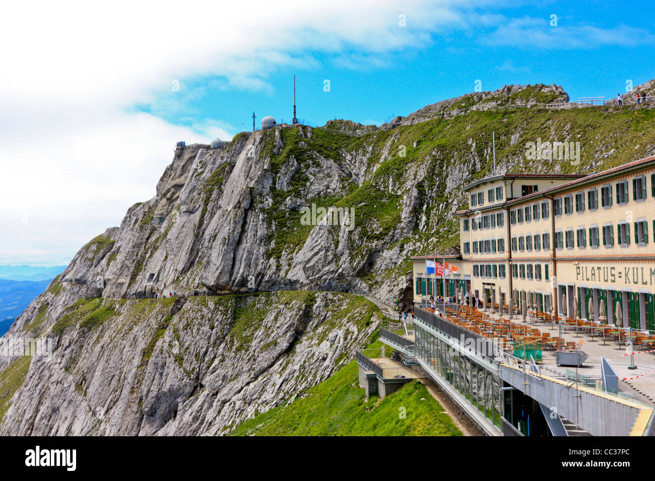 Hotel and Restaurant on Mount Pilatus, Switzerland Stock Photo