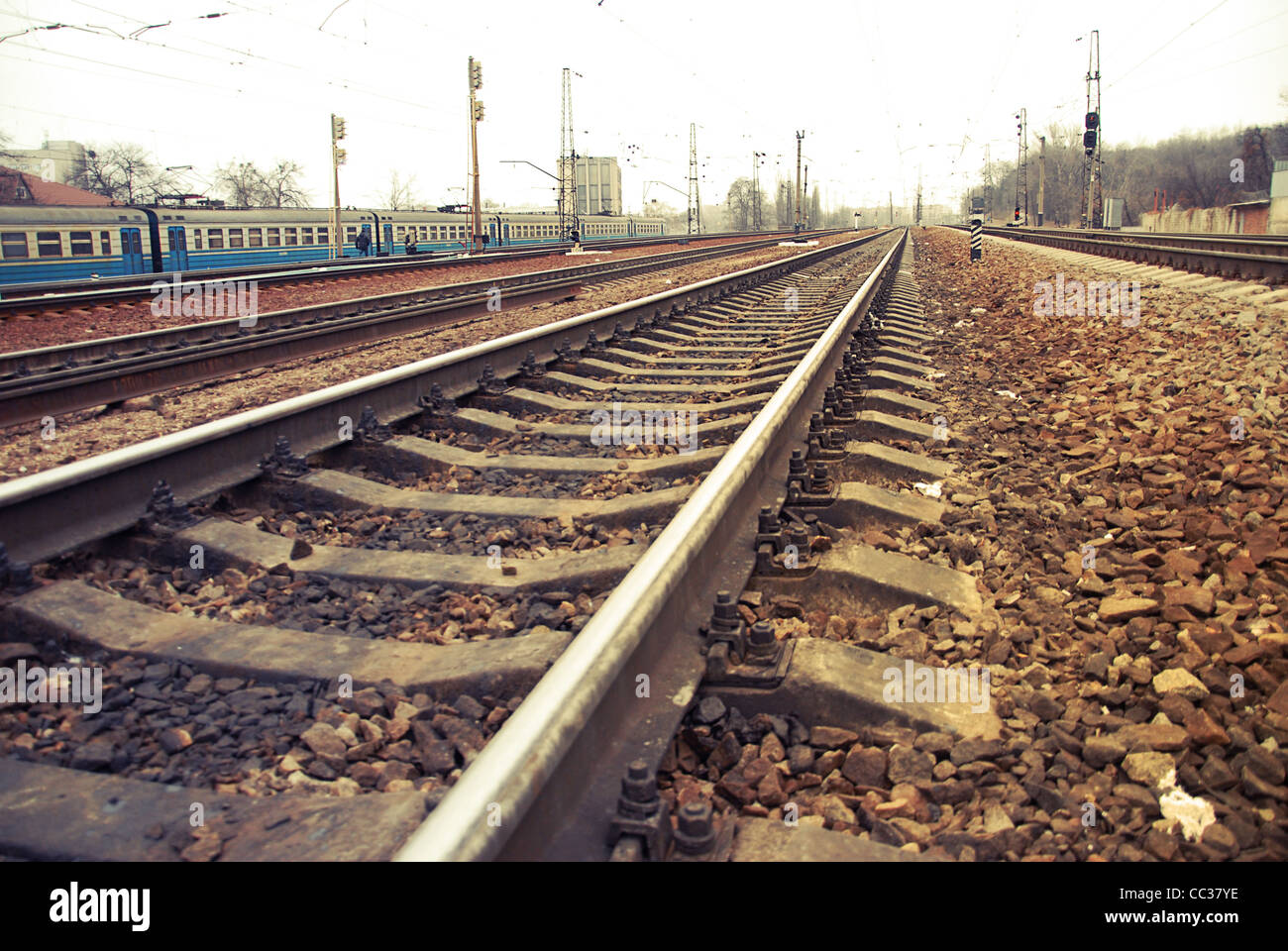 railway distance, steel, transportation, travel Stock Photo
