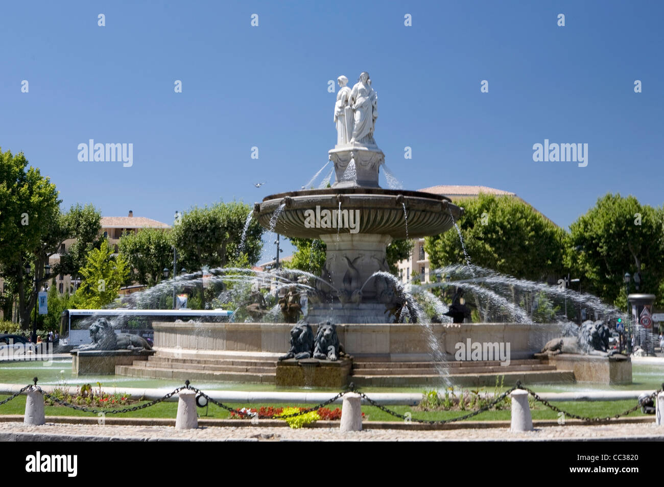 The main fountain in Aix en Provence Stock Photo