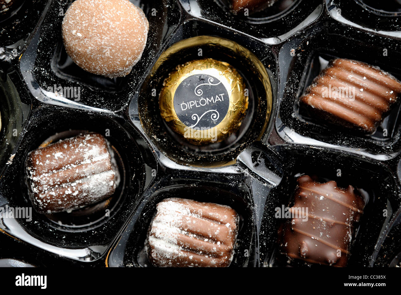 tray of assorted thorntons chocolates england uk Stock Photo
