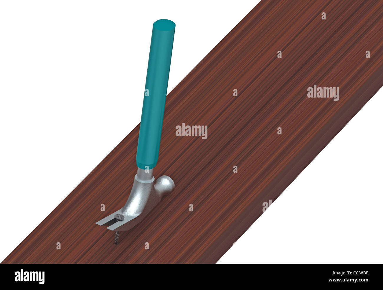 Pulling nails out of wooden planks, isolated on white Stock Photo Alamy