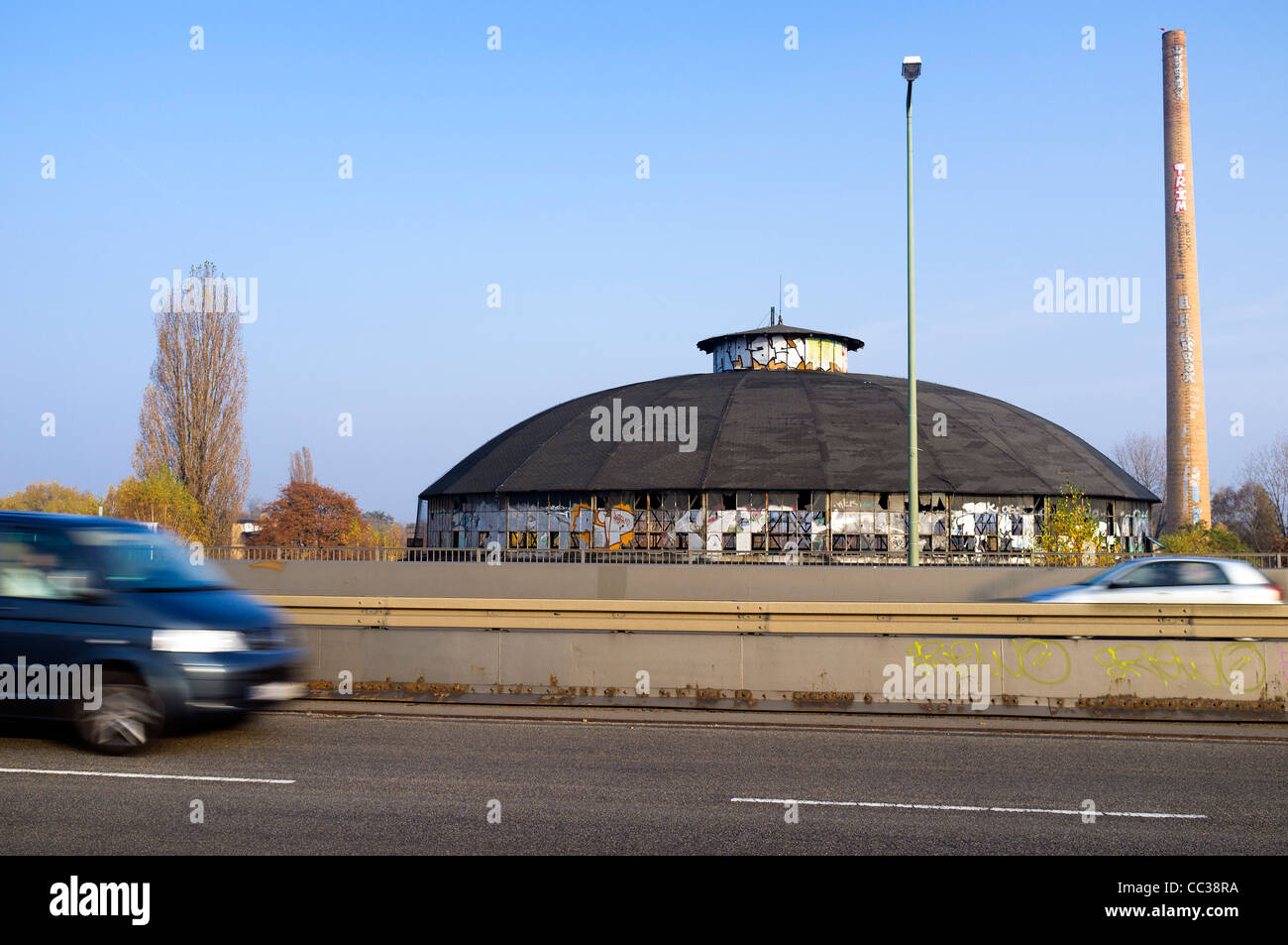 Freeway in front of locomotive shed, Berlin; Germany Stock Photo