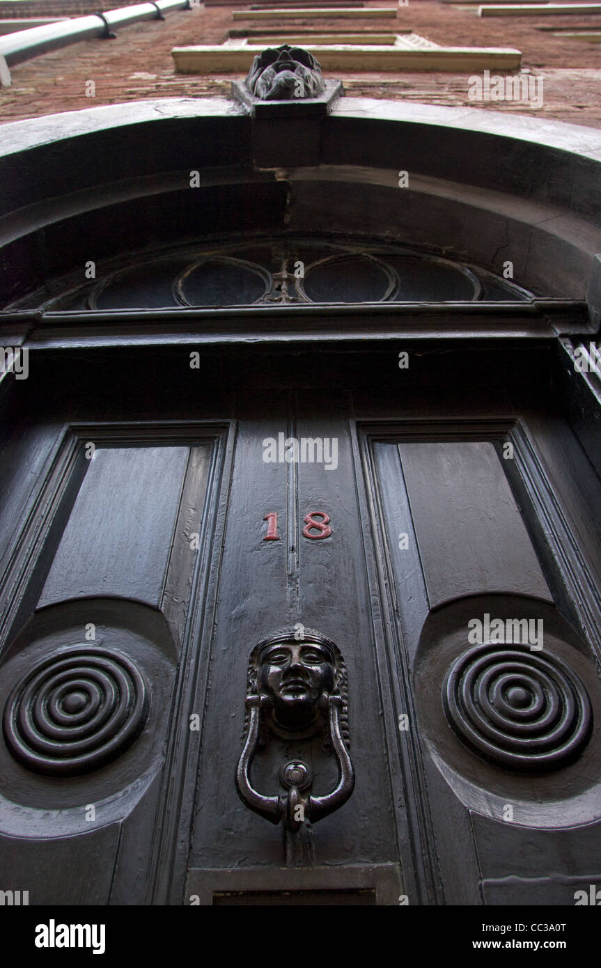 The front door at Dennis Severs' House, 18 Folgate Street, London Stock Photo