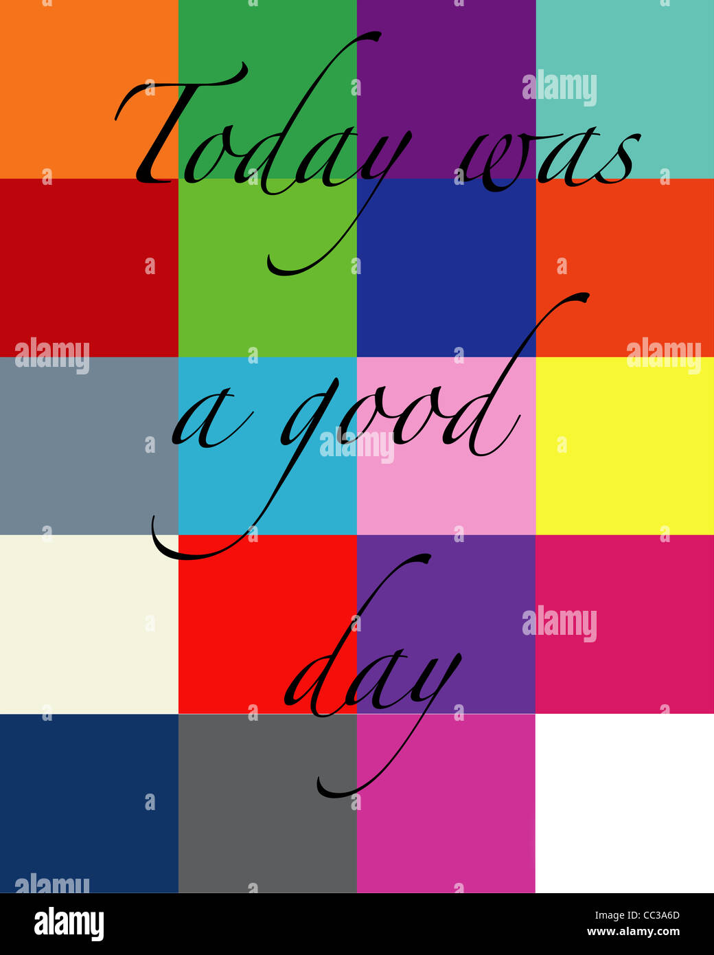 Today was a good day, positive, vibes, colour, swatch, colour squares, laheff Stock Photo