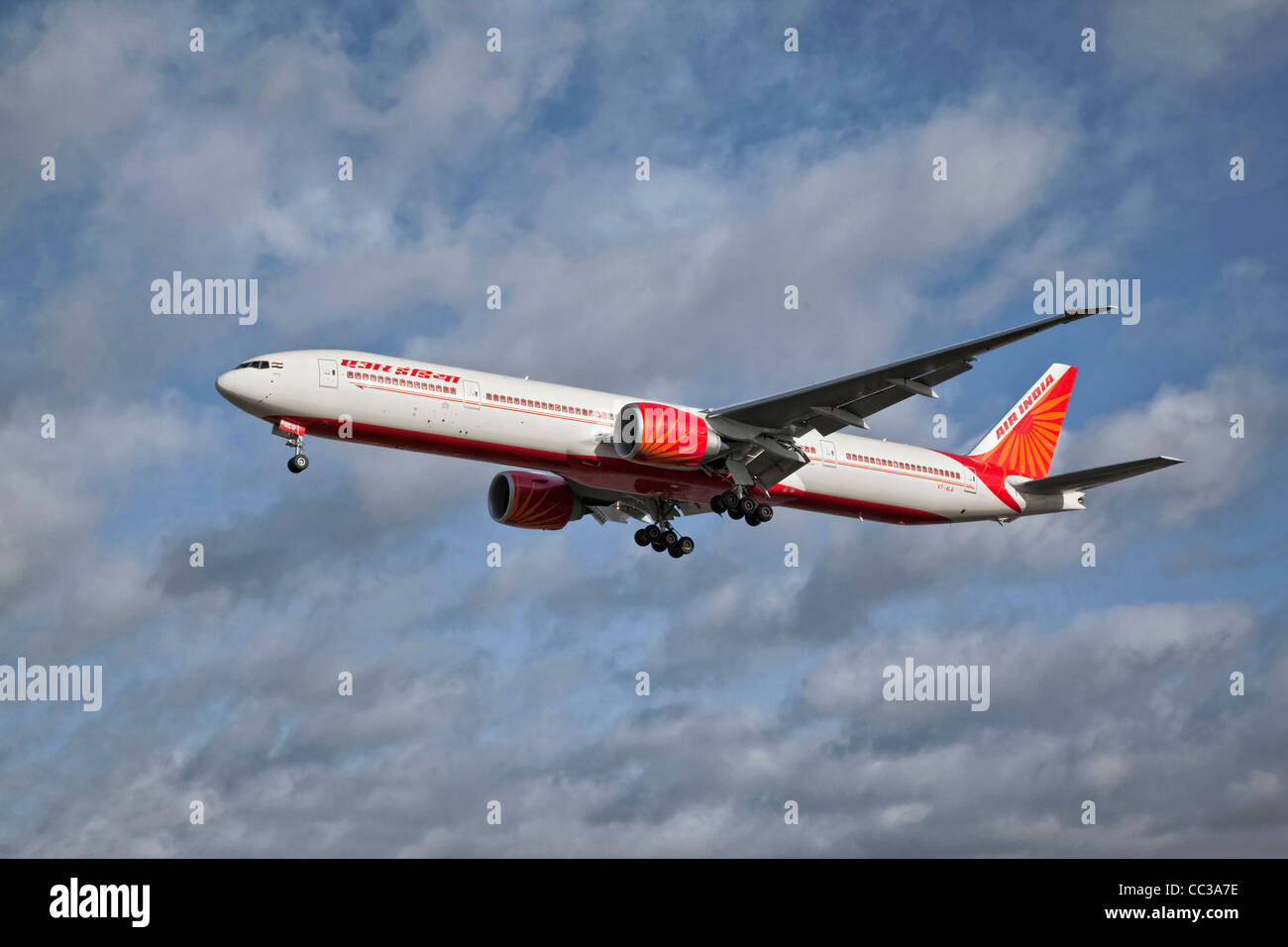 A Boeing B777 of Air India the Indian airline on final approach Stock Photo