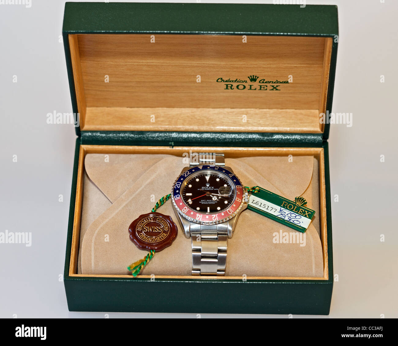Rolex GMT Master chronograph model 16700 circa.1990 with Pepsi dial. Stock Photo