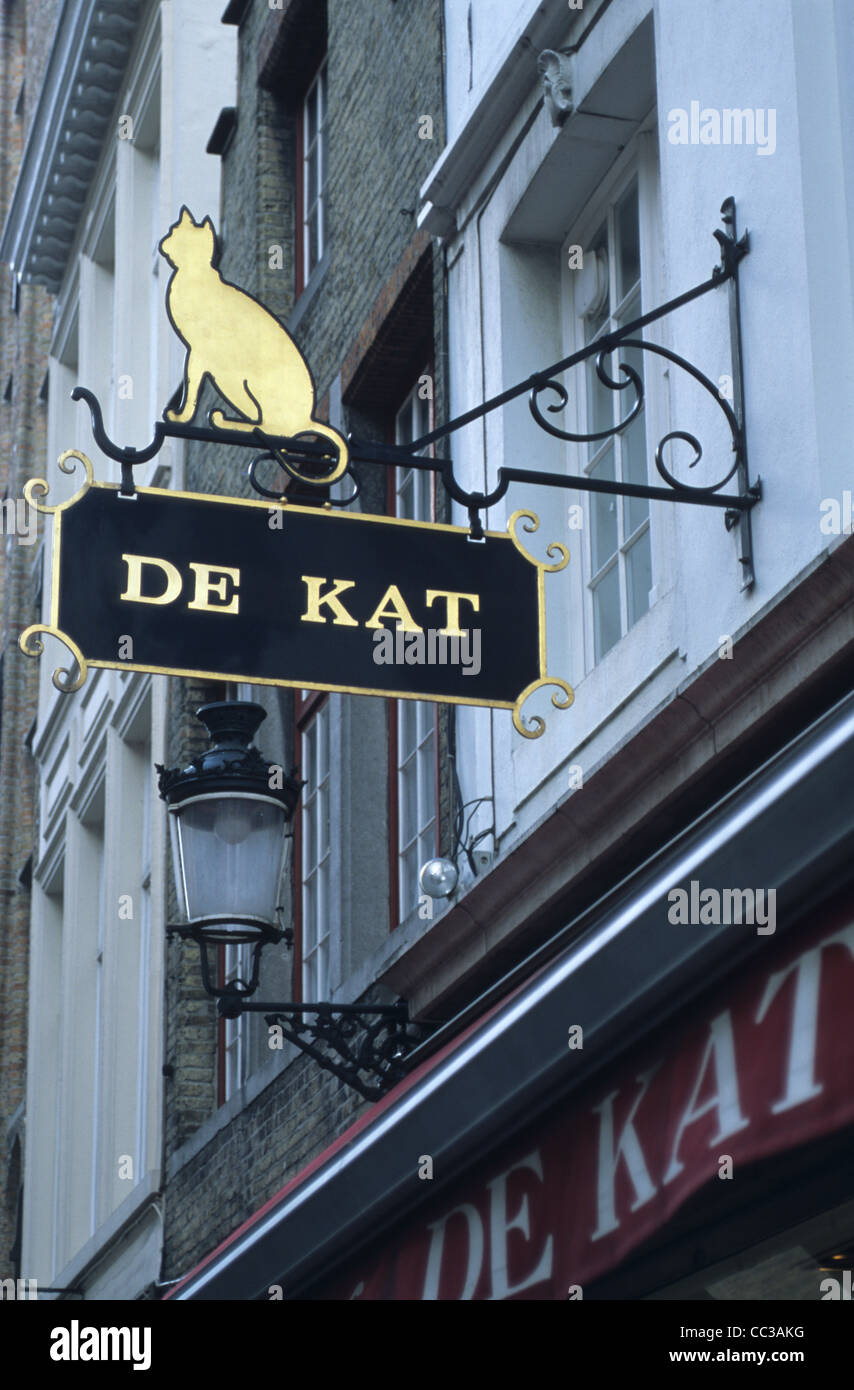 Shop sign, Bruges, Belgium Stock Photo