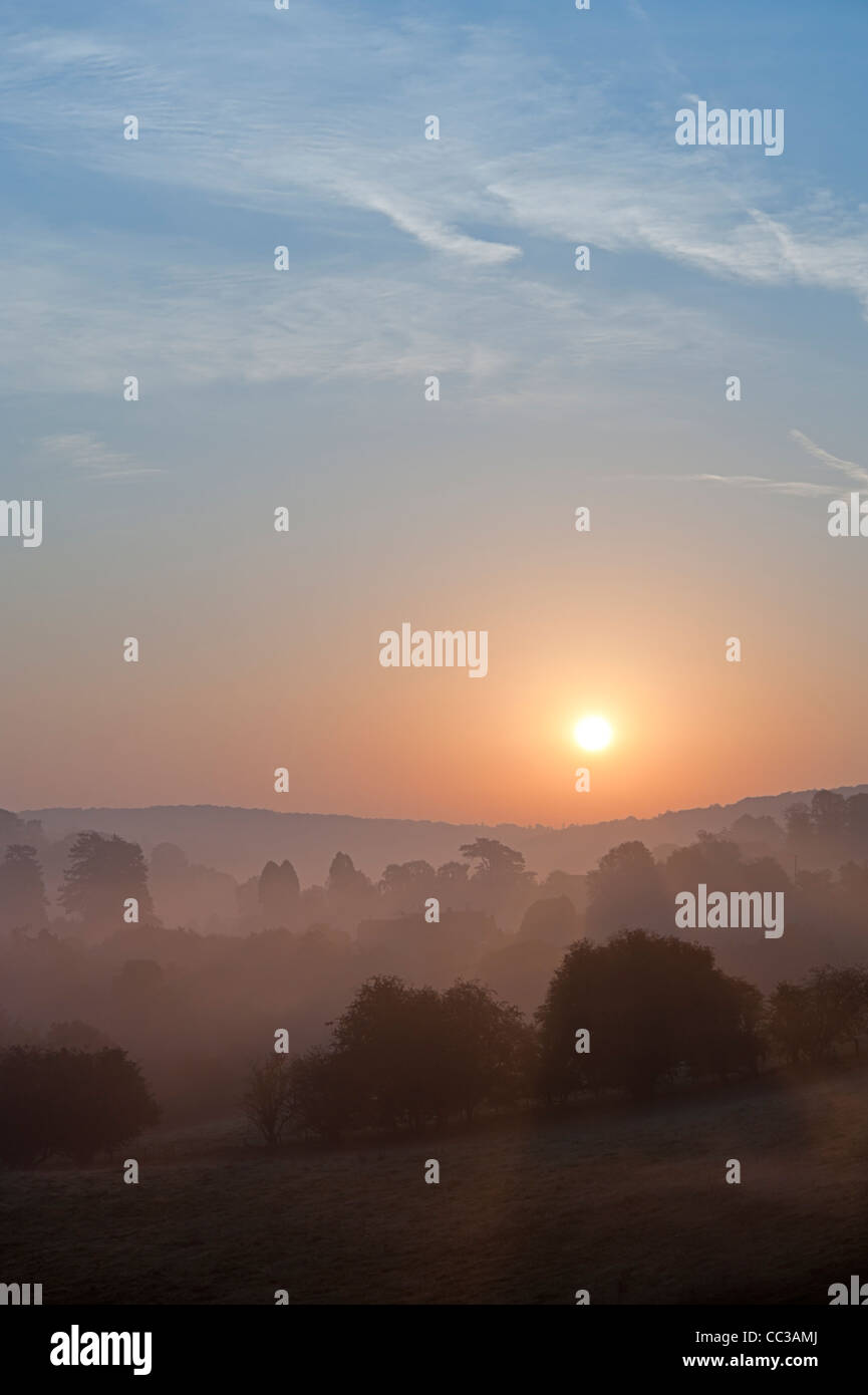 Sunrise at Selsley, Gloucestershire Stock Photo
