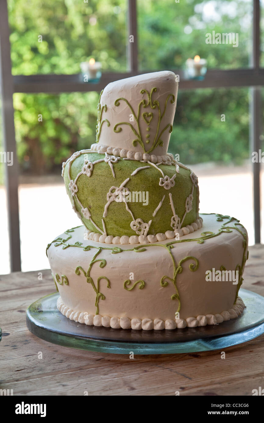 Topsy Turvey Wedding Cake Stock Photo