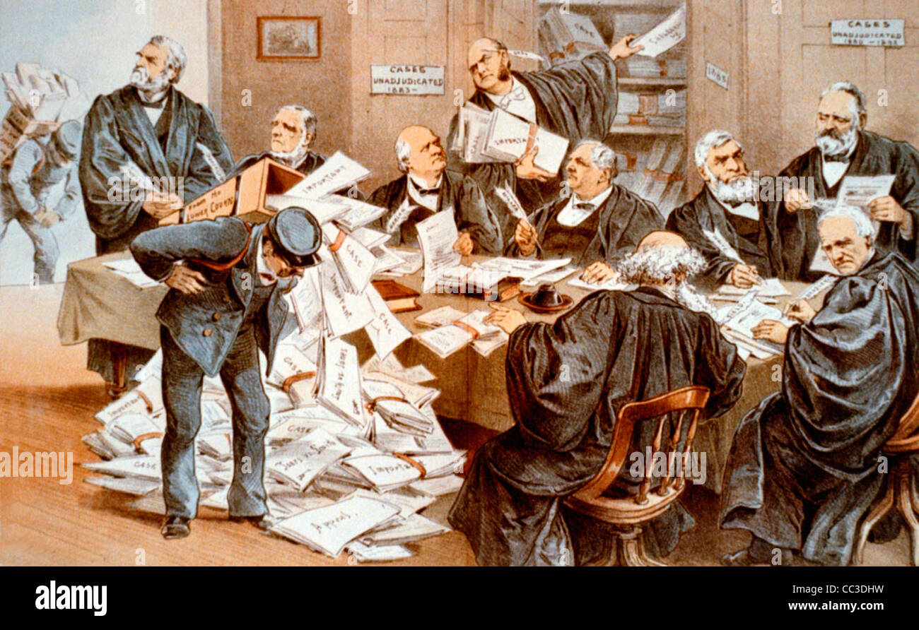 Our overworked Supreme Court, USA, circa 1885 Stock Photo