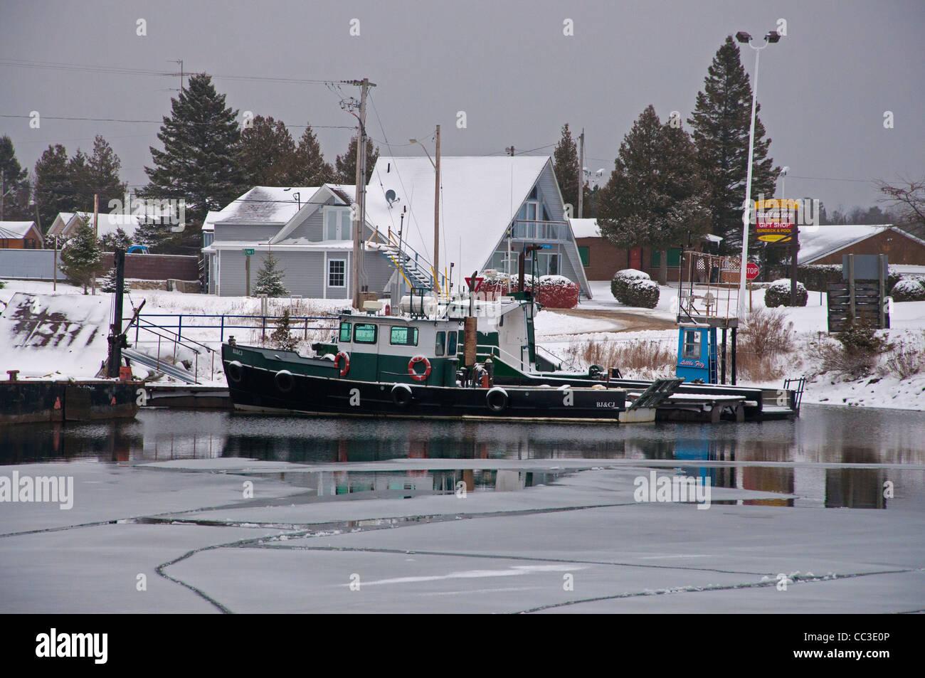 A fishing boat tied up at South Baymouth, Manitoulin Island, Ontario Stock Photo Alamy