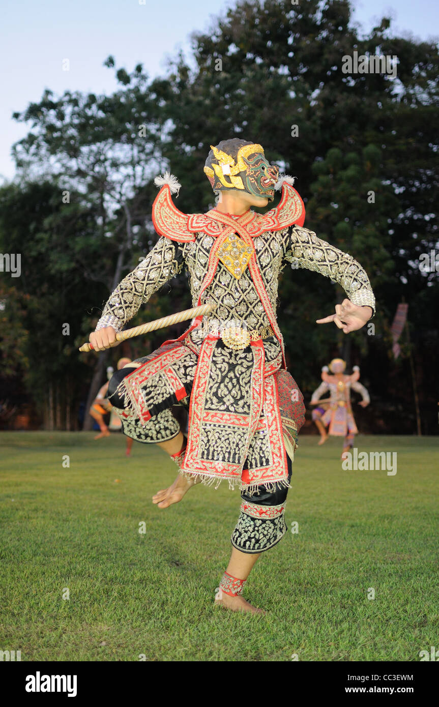 Thai Cultural Show Hanuman 'Khon-Thai classical masked ballet , Thailand. Ramayana Story' Stock Photo