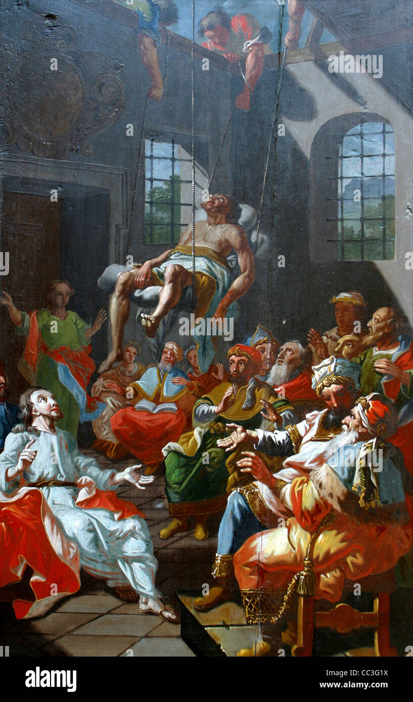 Miracle of Jesus: Cured a paralytic at Capernaum Stock Photo - Alamy