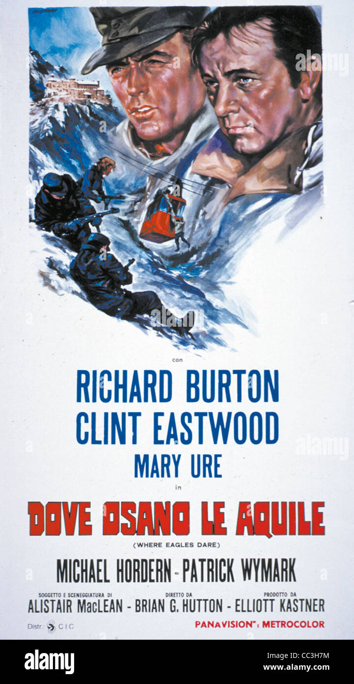 Cinema: Where Eagles Dare 1969 Director Brian Hutton Poster Stock Photo