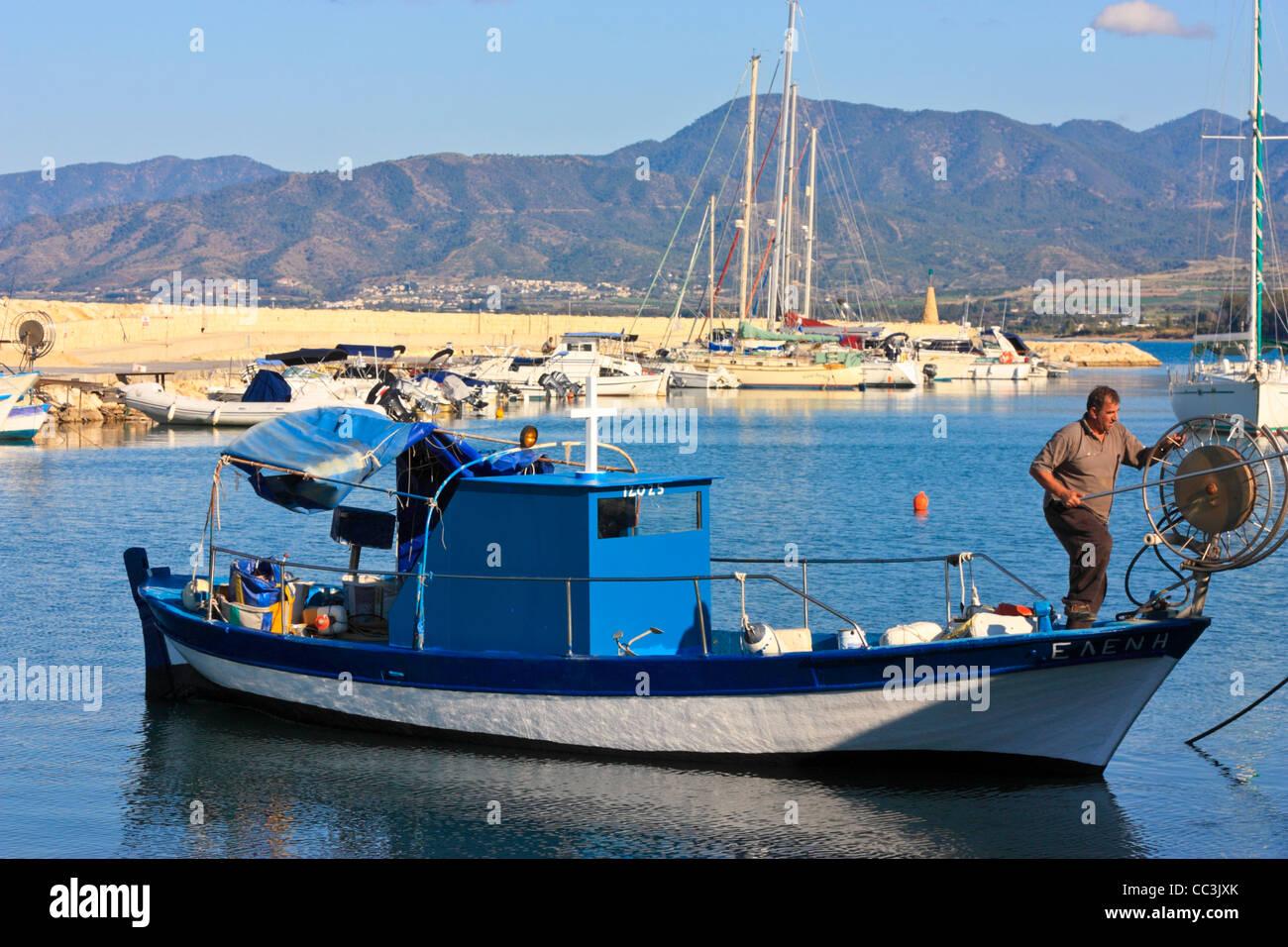 Fishing Boat in Latsi, Western Coast, Cyprus Stock Photo - Alamy