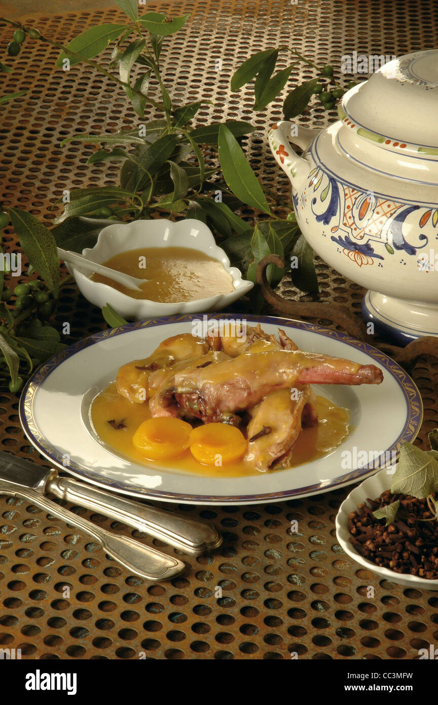 Cuisine: Rabbit With Apricots Stock Photo - Alamy