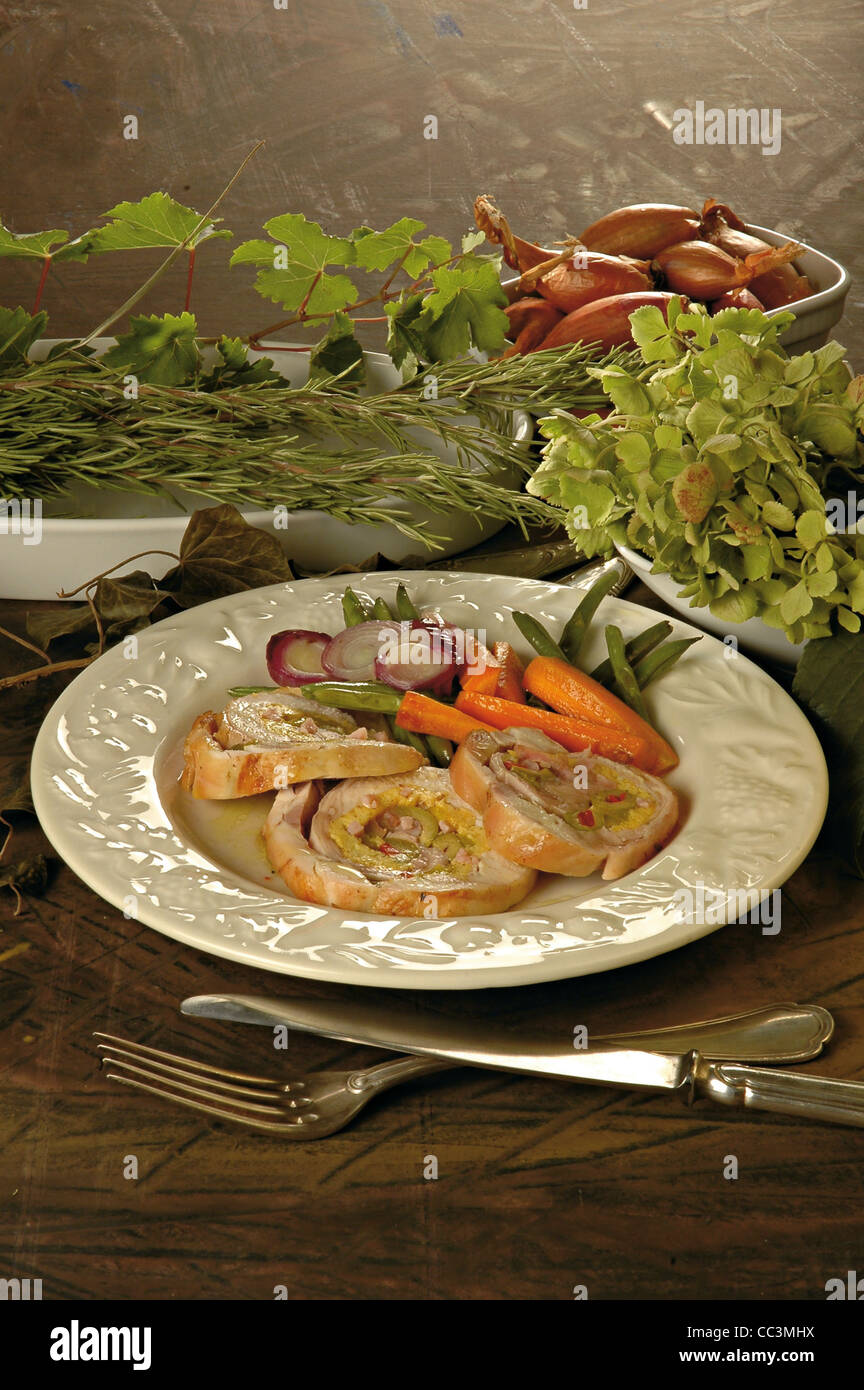 Cuisine: Rabbit Stuffed With Ham Stock Photo - Alamy