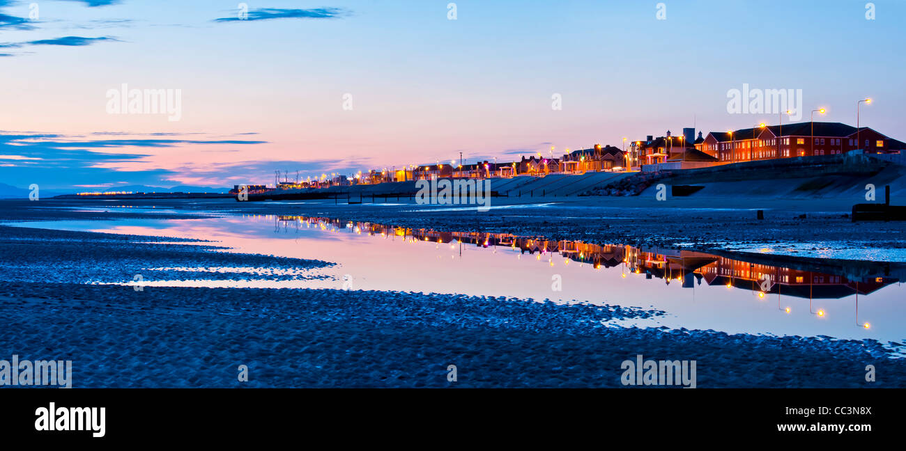 beach at sunset on fylde coast, cleveleys, lancashire,england,uk Stock Photo