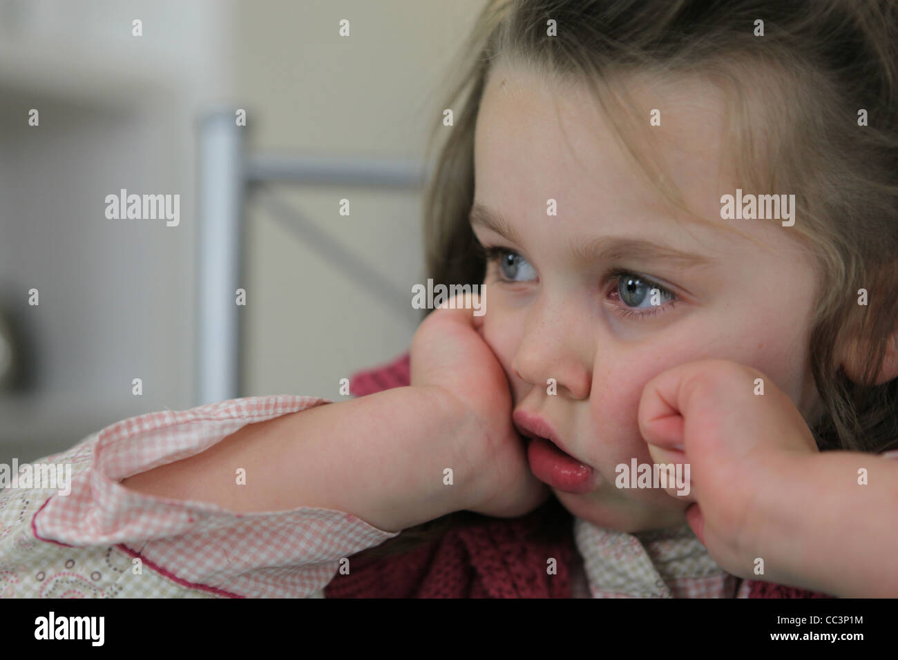 Little girl with glassy eyes Stock Photo Alamy