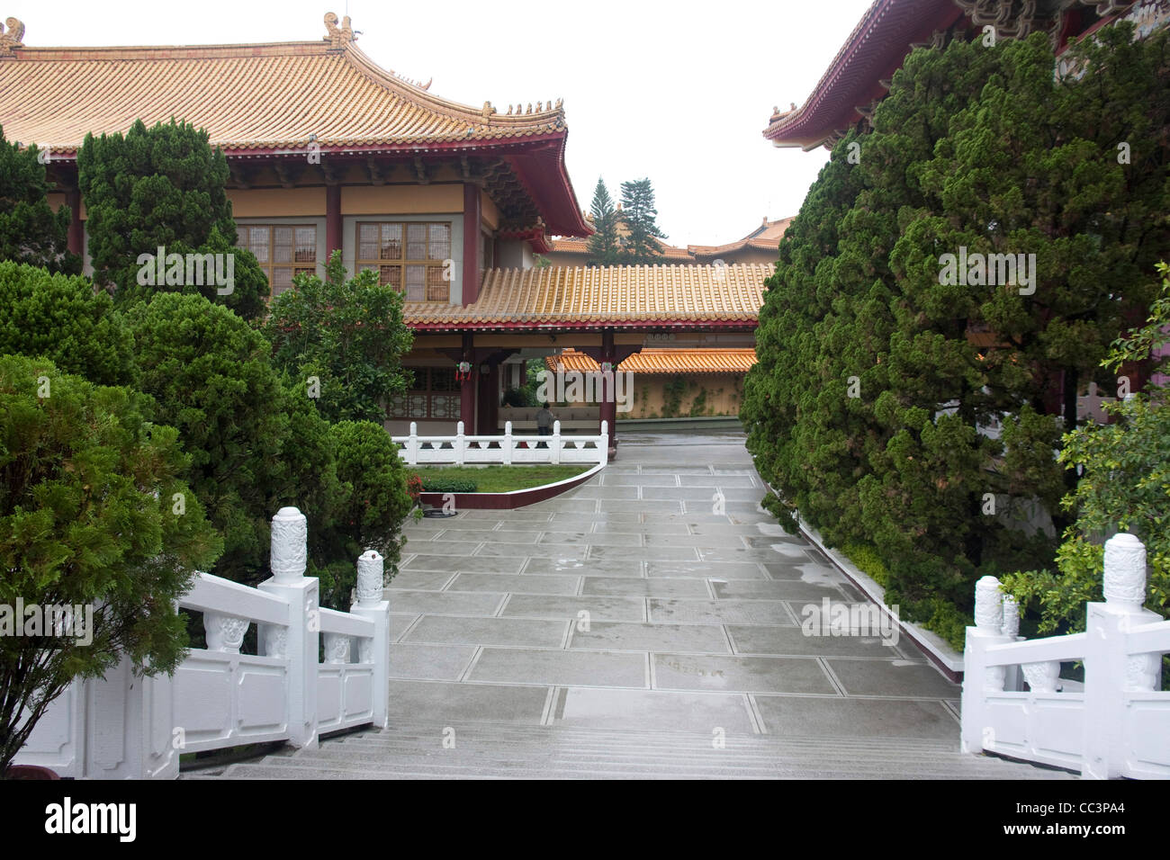 Peaceful walk along the Fo Guang Shan Monastery in  Taichung Taiwan Stock Photo