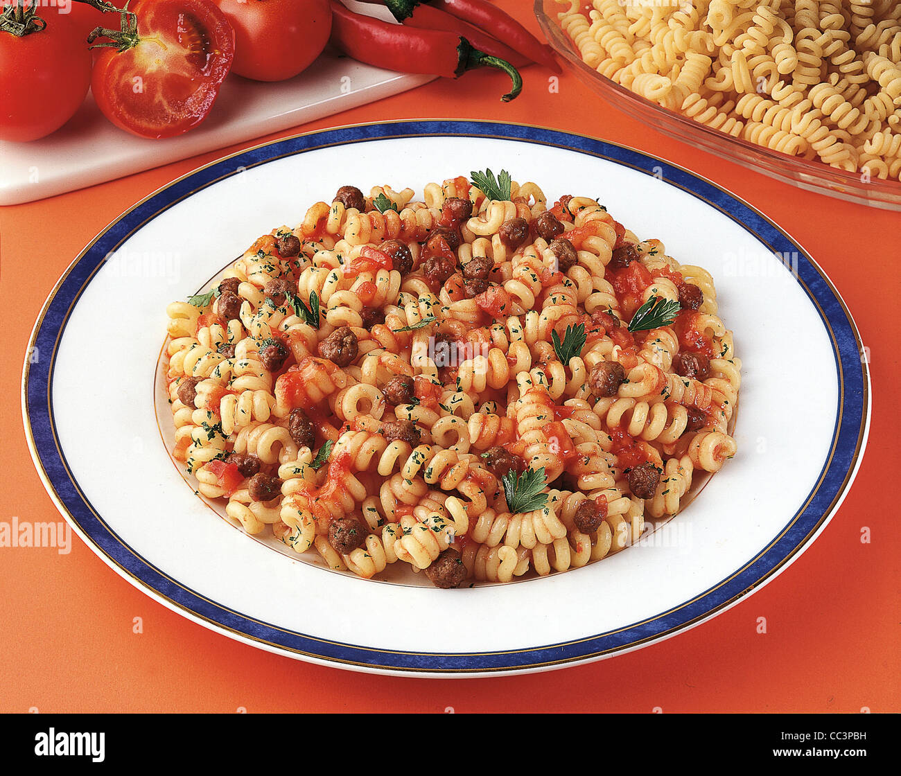 Kitchen Fusilli With Balls Stock Photo Alamy