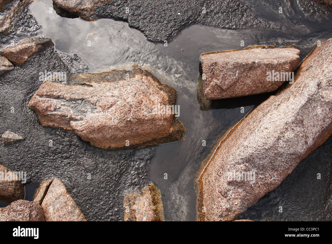 Composition of granite boulders around 'Czerwony Stawek' (Red Little Pond). Tatra National Park. Poland. Stock Photo